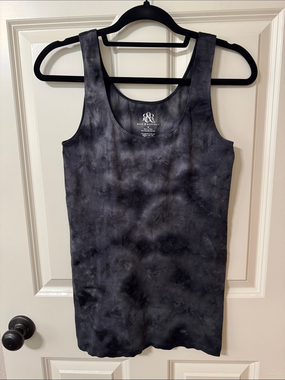 Rock & Republic Charcoal Black Tie-Dye Scoop Tank